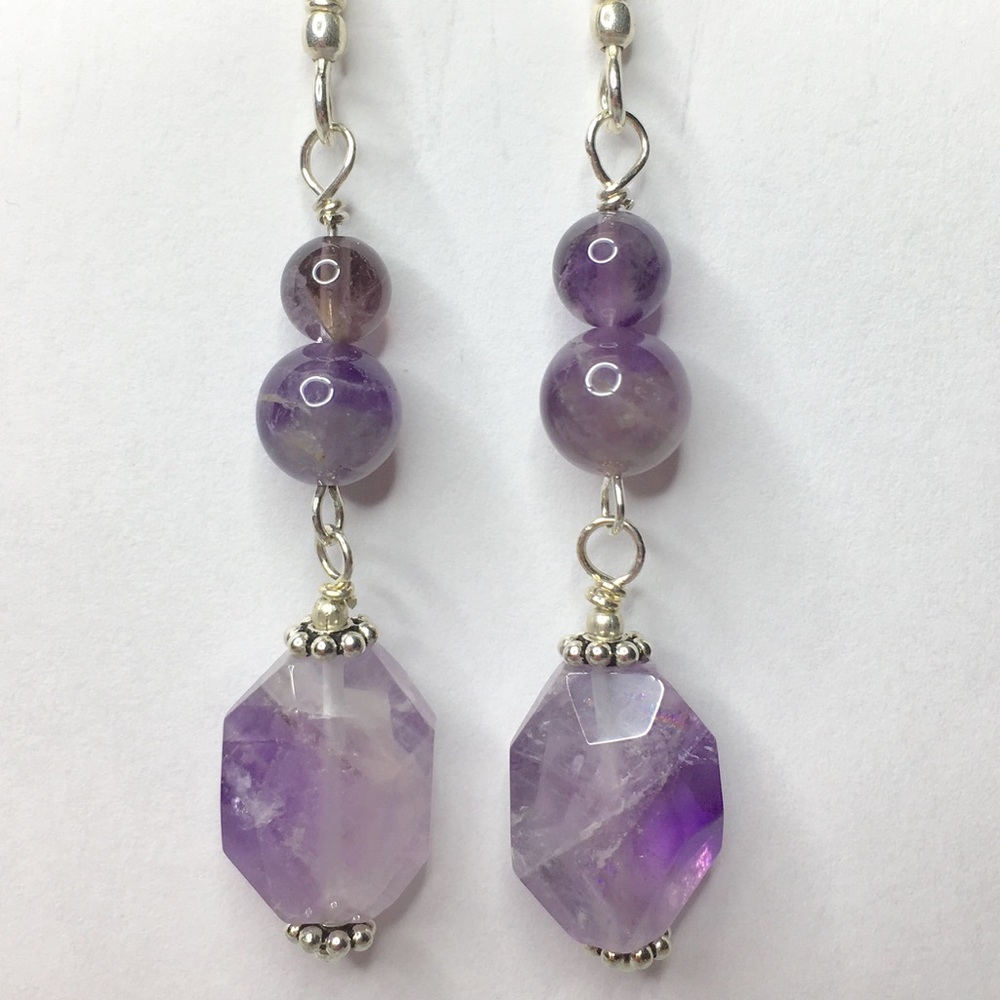 Amethyst 925 Silver Handmade Earrings